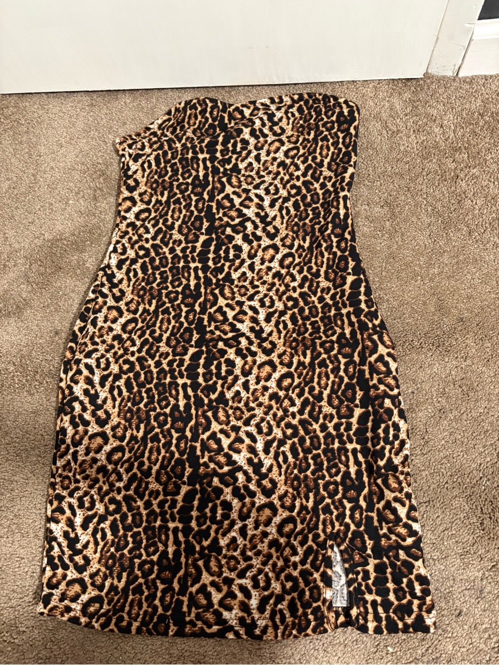 Strapless Leopard Print Bodycon Dress